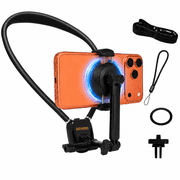 Neck Phone Holder, 3-in-1 Magnetic & Clip-On Hands-Free POV Neck Mount with Air Cushion, 1/4" Adapter & 1.5m Chest Strap for iPhone 17-12, Android, Action Cameras, DJI Osmo Pocket 3/4, Vlogging