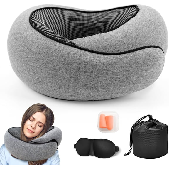 Homywell 2024 New Memory Cotton U-Shaped Neck Support Cushion, Compressible Travel Pillow for Airplane Car Office Upright Sleep, Gray