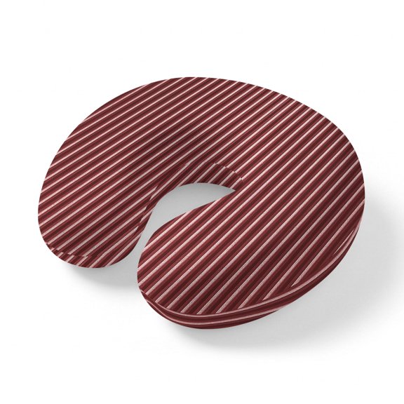 Neck Pillow, Abstract Red, Memory Foam U-Shaped Travel Pillow for Airplane Car Train Office Nap, Portable Soft Head Neck Support for Sleeping & Reclining Contemporary Minimalist Gradual Lines