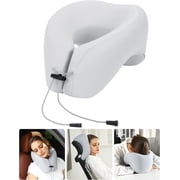 Neck Pillow Airplane with 360-Degree Head Support, Memory Foam 2-in-1 Travel Pillow, Portable Adjustable Neck Pillow for Airplane, Car, Train, Bus Trip and Home Use-Grey