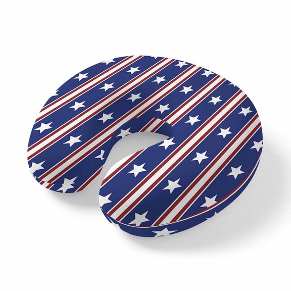 Neck Pillow American Independence Day Travel Pillow Memory Foam U Shaped Pillows, USA Stars Stripes Travel Neck Pillows for Airplane Car Office Home Sleeping Rest