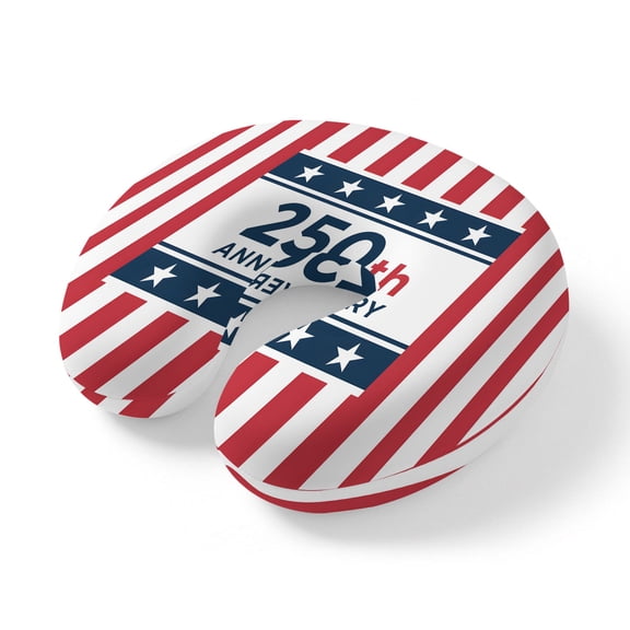 Neck Pillow Anniversary USA Flag Travel Pillow Memory Foam U Shaped Pillows, Independence Day Red Stripe Travel Neck Pillows for Airplane Car Office Home Sleeping Rest