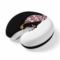 thumbnail image 1 of Neck Pillow, Boho Memory Foam U-Shaped Travel Pillow for Airplane Car Train Office Nap, Portable Soft Head Neck Support for Sleeping & Reclining Abstract Bohemia Womens Moons Scarf Black White, 1 of 9