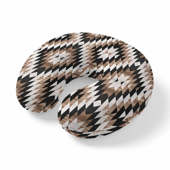 Neck Pillow, Brown Aztecs Memory Foam U-Shaped Travel Pillow for Airplane Car Train Office Nap, Portable Soft Head Neck Support for Sleeping & Reclining Abstract Southwest Geometric Vintage Tribal