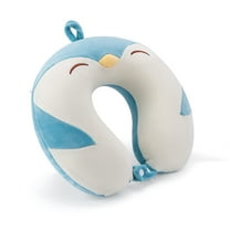 Neck Pillow Bu1 A,Neck Pillow*1,Boys Travel Pillow for Airplane Road Trip Car Seat Neck Chin Supporting Stop Head From Falling forward Memory Foam Insert and Cute Animal Plush Cover Gift for Boys