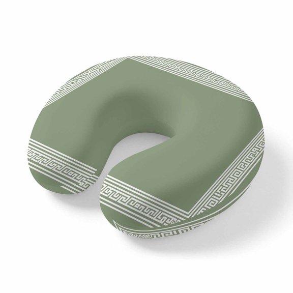 Neck Pillow, Cameo Brown Greek Key Memory Foam U-Shaped Travel Pillow for Airplane Train Office Nap, Portable Soft Head Neck Support for Sleeping & Reclining Geometric Greece Ancient Farmhouse Geo