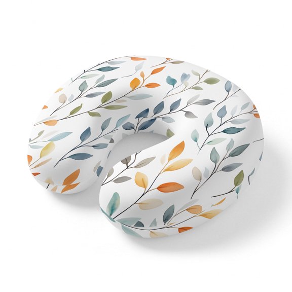 Neck Pillow, Colorful Leaf Memory Foam U-Shaped Travel Pillow for Airplane Car Train Office Nap, Portable Soft Head Neck Support for Sleeping & Reclining Pastoral Spring Botanical Summer
