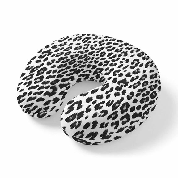 Neck Pillow Ergonomic Memory Foam U Shaped Pillows,Animal Snow Leopard Pattern Soft Portable Neck Head Support Cushion Pillow for Travel Airplane Car Office Use,Minimalist Monochrome Spotted