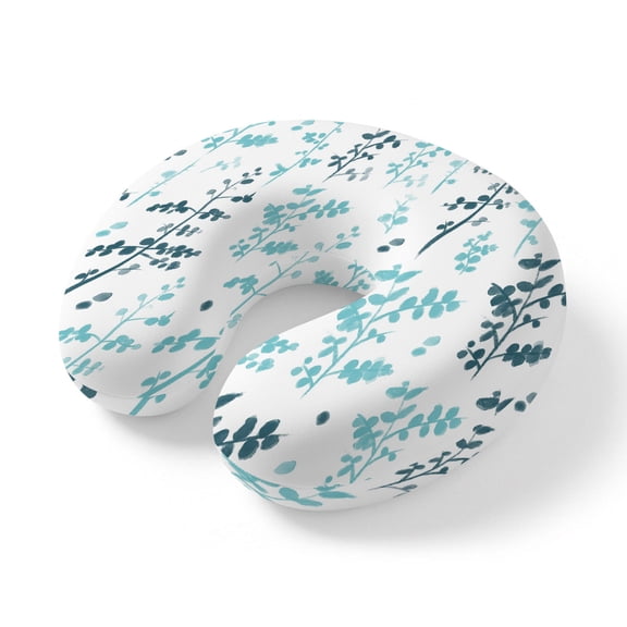 Neck Pillow Ergonomic Memory Foam U Shaped Pillows,Spring Watercolor Water Duck Green Leaves Soft Portable Neck Head Support Cushion Pillow for Travel Airplane Car Office Use,Farm Botantical