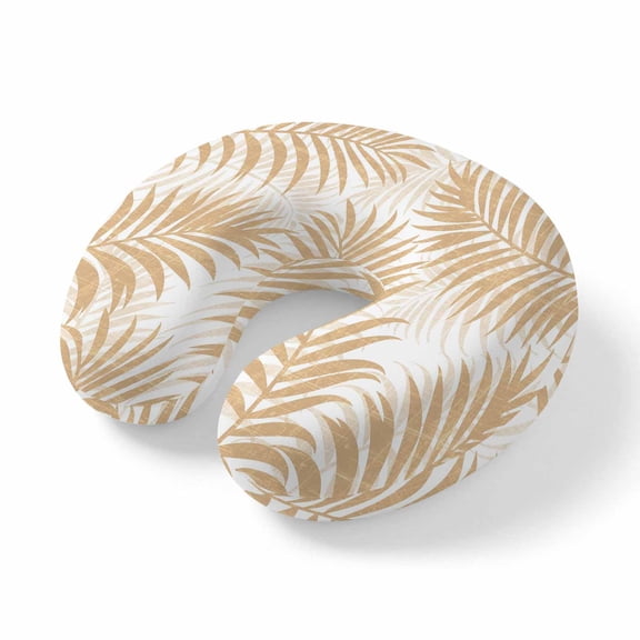 Neck Pillow Ergonomic Memory Foam U Shaped Pillows,Summer Boho Palms Leaves Soft Portable Neck Head Support Cushion Pillow for Travel Airplane Car Office Use,Vintage Tropical Plants