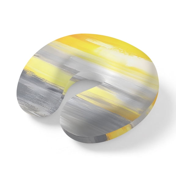 Neck Pillow Ergonomic Memory Foam U Shaped Pillows,Yellow Gray Oil Painting Art Soft Portable Neck Head Support Cushion Pillow for Travel Airplane Car Office Use,Watercolor Gradient