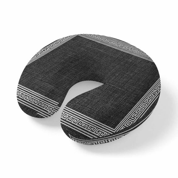 Neck Pillow Greece Key Design Black White Travel Pillow Memory Foam U Shaped Pillows, Vintage Burlap Linen Travel Neck Pillows for Airplane Car Office Home Sleeping Rest