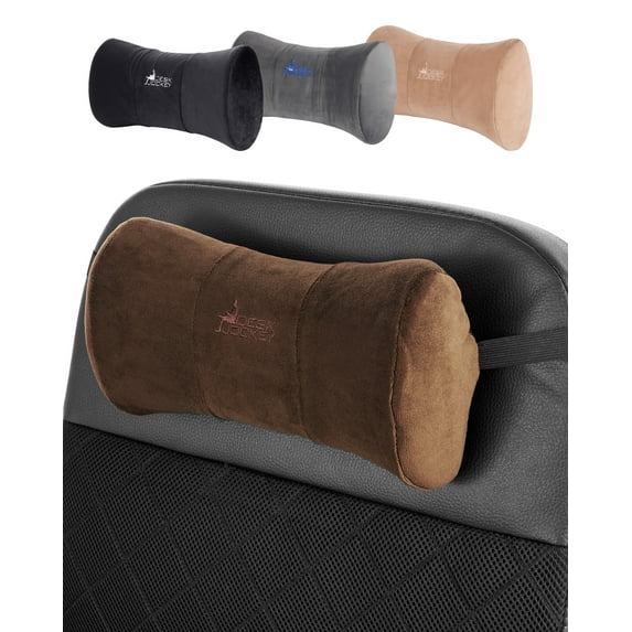 Neck Pillow Headrest Support Cushion - Clinical Grade Memory Foam for Chairs, Recliners, Driving Bucket Seats (Espresso)