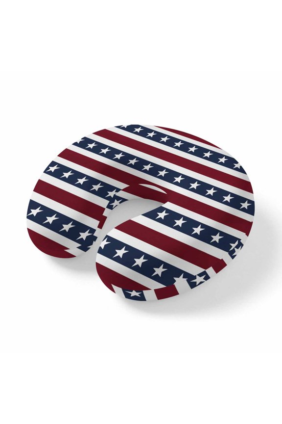 Neck Pillow Independence Day USA Flag Travel Pillow Memory Foam U Shaped Pillows, Memorial Day Stripes Travel Neck Pillows for Airplane Car Office Home Sleeping Rest
