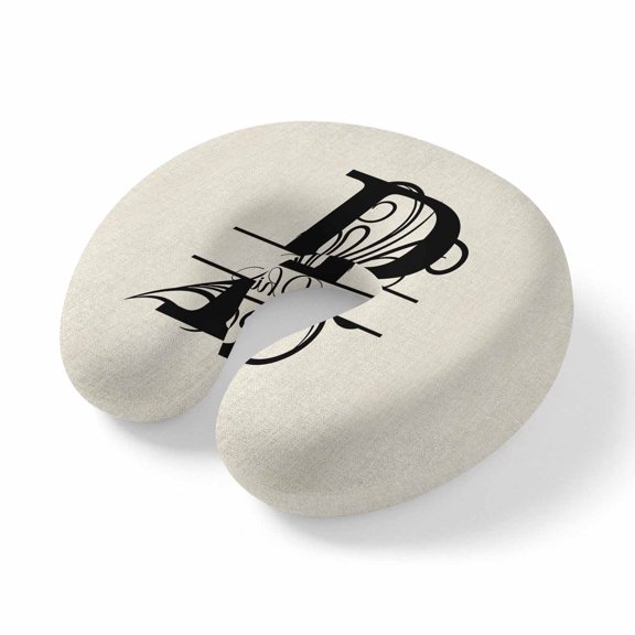 Neck Pillow, Letter P Memory Foam U-Shaped Travel Pillow for Airplane Car Train Office Nap, Portable Soft Head Neck Support for Sleeping & Reclining Monogram Words