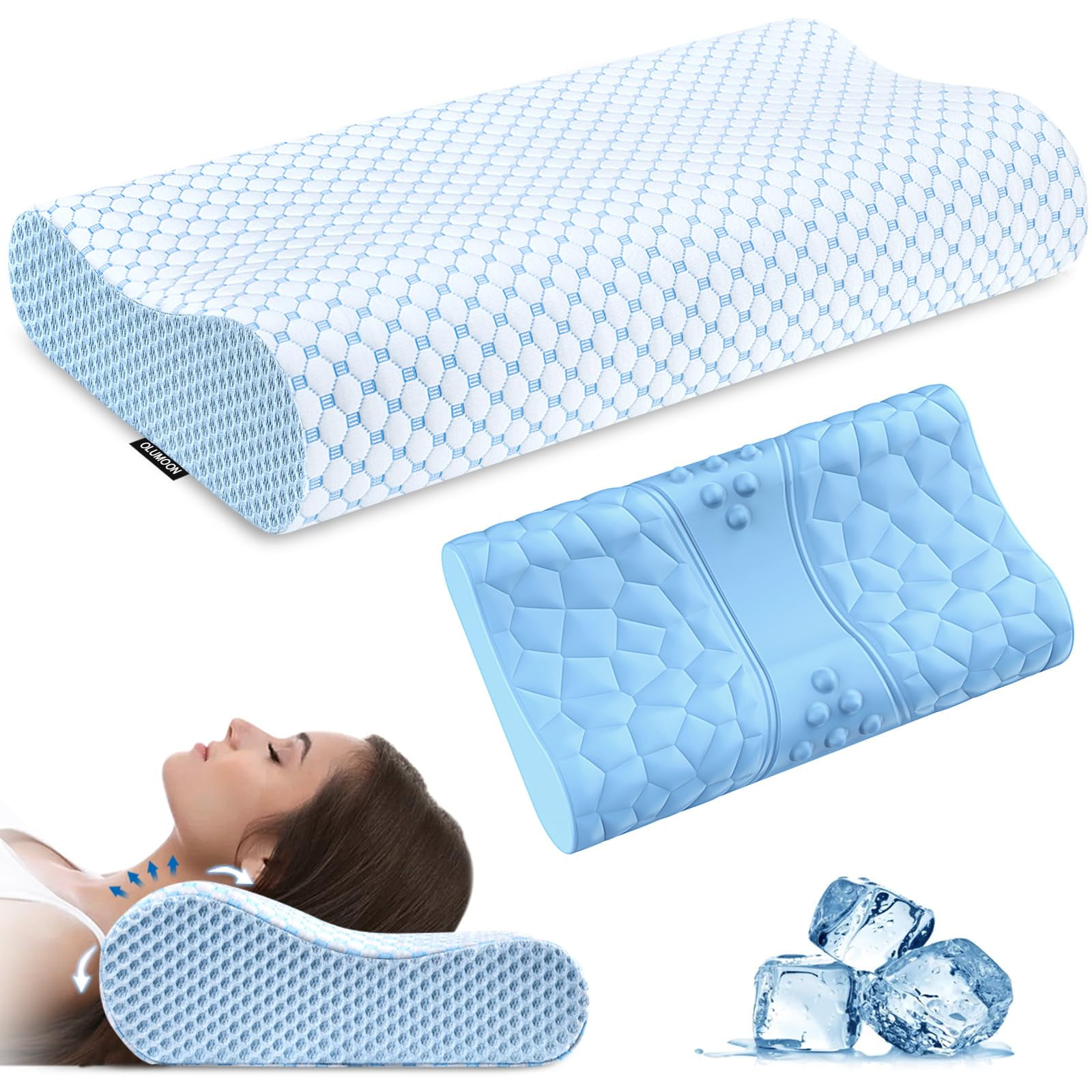 Neck Pillow Memory Foam Pillows Cooling Neck Support Pillow for Pain