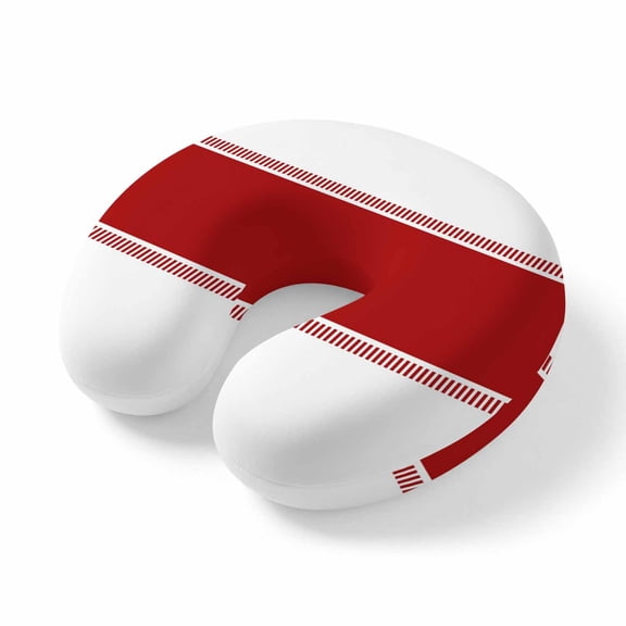 Neck Pillow Memory Foam, Red Solid Color Texture Soft Breathable U-Shaped Travel Pillows, Simple Red Stripes Lightweight Ergonomic Neck Support Cushion for Home Office Airplane 11.4"x11.4"x3.9"