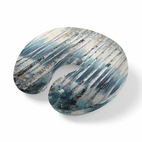 Neck Pillow Memory Foam,Spring Forest Soft Breathable U-Shaped Travel Pillows,Grey Tree Branch Impressionist Style Lightweight Ergonomic Neck Support Cushion for Office Airplane 11.4"x11.4"x3.9"