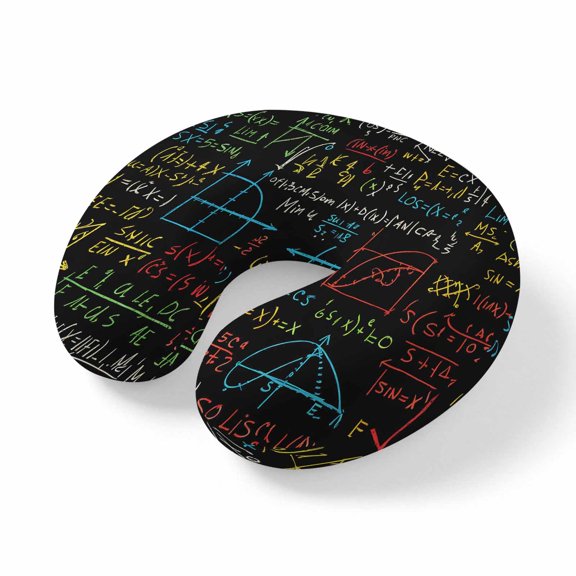 Neck Pillow Memory Foam U Shaped Pillows,Mathematical Formulas Math Doodle Soft Portable Neck Head Support Cushion Pillow for Travel Airplane Car Office Use,Cartoon Style