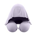 thumbnail image 1 of Neck Pillow Memory Foam U-Shaped with Attached Hood Purple Portable Travel Pillow for Airplane Car Train, 1 of 6