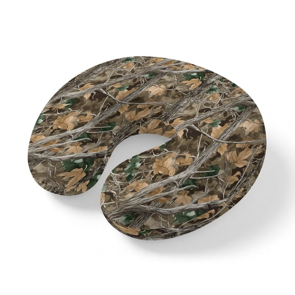 Neck Pillow Modern Tree Branch Fallen Leaves Travel Pillow Memory Foam U Shaped Pillows, Botanical Trees Foliage Travel Neck Pillows for Airplane Car Office Home Sleeping Rest