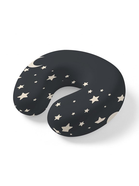 Neck Pillow Moon Stars Starry Sky Travel Pillow Memory Foam U Shaped Pillows, Cartoon Style Travel Neck Pillows for Airplane Car Office Home Sleeping Rest
