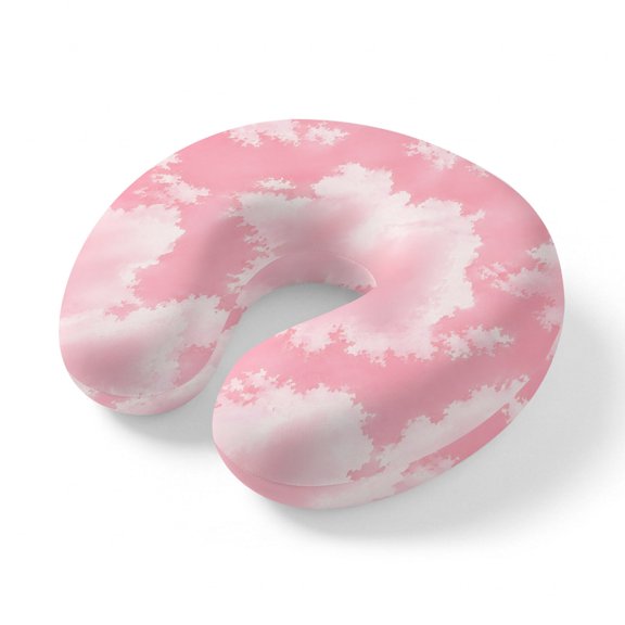 Neck Pillow Pink Sky Cloud Travel Pillow Memory Foam U Shaped Pillows, Clear Weather Clouds Sky Travel Neck Pillows for Airplane Car Office Home Sleeping Rest