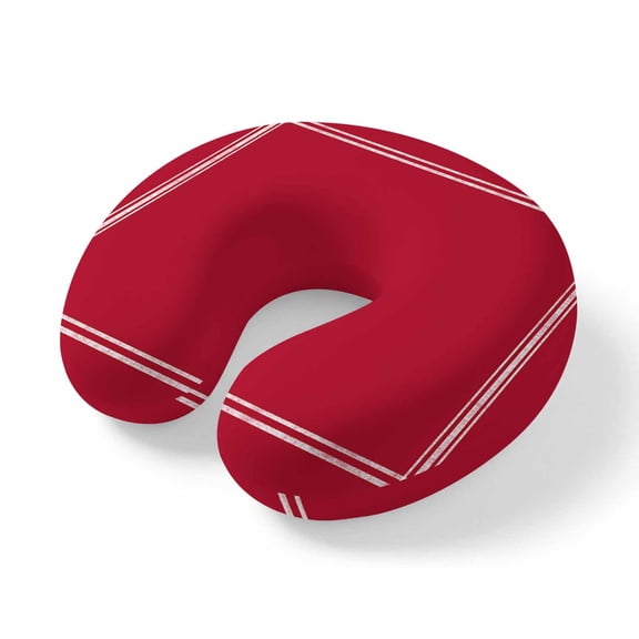 Neck Pillow, Pure Red Memory Foam U-Shaped Travel Pillow for Airplane Car Train Office Nap, Portable Soft Head Neck Support for Sleeping & Reclining Simple Solid Color