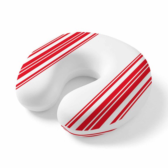 Neck Pillow Red Striped on White Travel Pillow Memory Foam U Shaped Pillows, Simple Line Art Travel Neck Pillows for Airplane Car Office Home Sleeping Rest