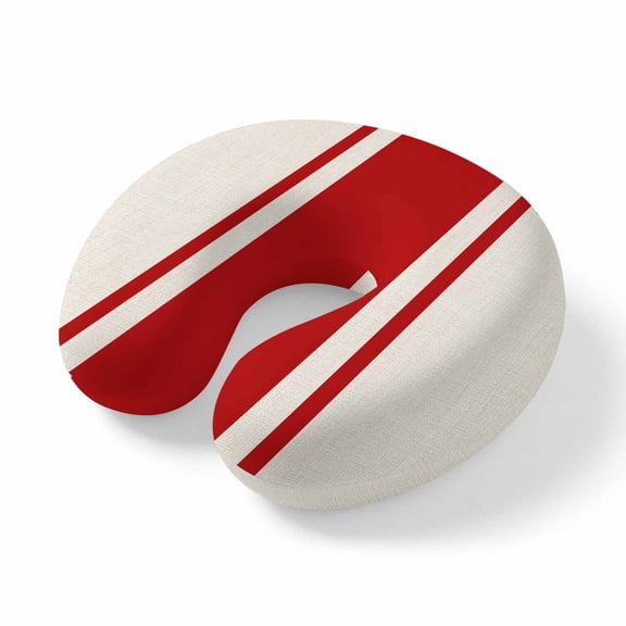 Neck Pillow, Red Vintage Memory Foam U-Shaped Travel Pillow for Airplane Car Train Office Nap, Portable Soft Head Neck Support for Sleeping & Reclining Geometric Stripes Simple Lines