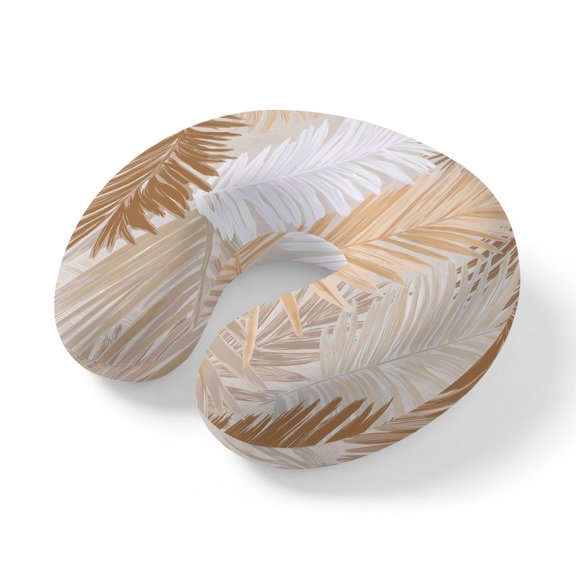 Neck Pillow Terracotta Botanical Palm Leaves Travel Pillow Memory Foam U Shaped Pillows, Tropical Fronds Leaf Sketch Travel Neck Pillows for Airplane Car Office Home Sleeping Rest