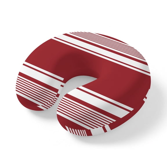 Neck Pillow Traditional Red Stripes Travel Pillow Memory Foam U Shaped Pillows, Solid Tone Geometric Lines Travel Neck Pillows for Airplane Car Office Home Sleeping Rest