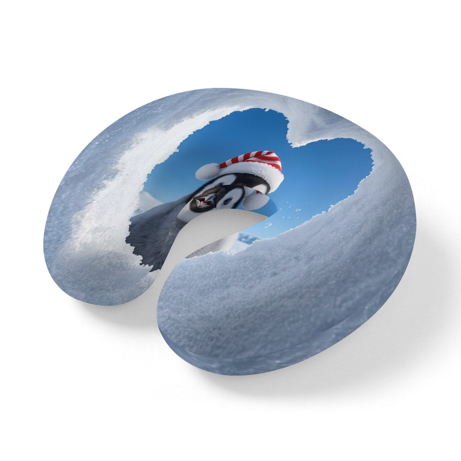 Neck Pillow for Travel,Christmas Cute Baby Penguin Memory Foam U Shaped ...