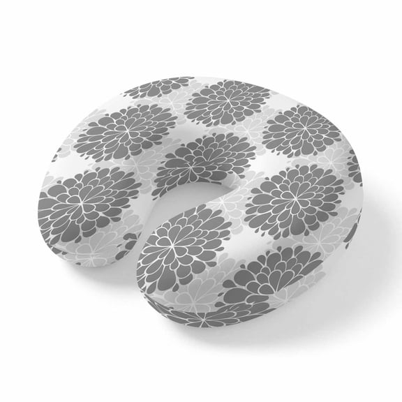 Neck Pillow for Travel,Farmhouse Grey Flower Pattern Memory Foam U Shaped Pillows,Portable Headrest Country Vintage Floral Neck Head Support Cushion for Home Office Car Airplane Sleeping