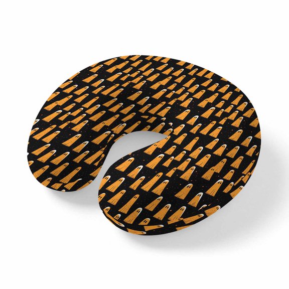 Neck Pillow for Travel,Halloween Smile Ghost Memory Foam U Shaped Pillows,Portable Headrest Abstract Cute Elf Neck Head Support Cushion for Home Office Car Airplane Sleeping