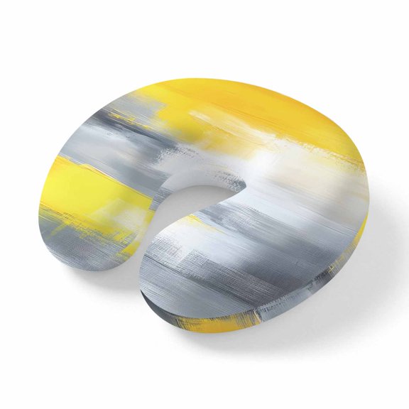 Neck Pillow for Travel,Modern Minimalist Yellow Gray Memory Foam U Shaped Pillows,Portable Headrest Abstract Blurry Color Block Neck Head Support Cushion for Home Office Car Airplane Sleeping