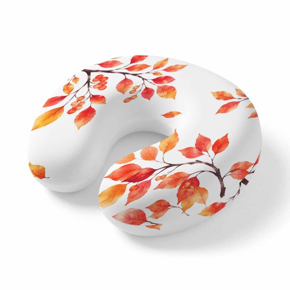Neck Pillow for Travel,Thanksgiving Farmhouse Leaf Memory Foam U Shaped Pillows,Portable Headrest Fall Leaves Plant Neck Head Support Cushion for Home Office Car Airplane Sleeping