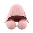 thumbnail image 1 of Neck Pillow U Shaped Memory Foam with Hood 1 Pack Pink for Airplane Travel and Car Sleeping, 1 of 6