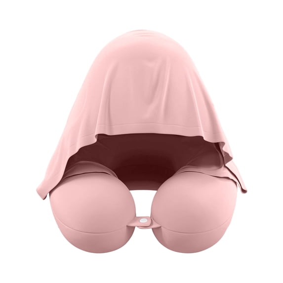Neck Pillow U Shaped Memory Foam with Hood 1 Pack Pink for Airplane Travel and Car Sleeping