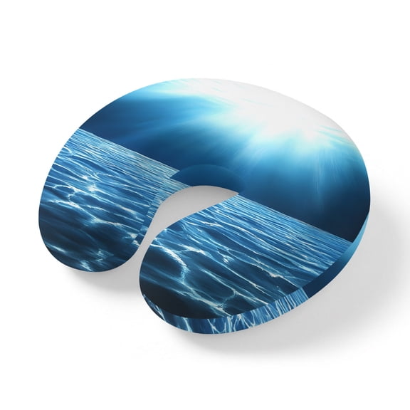 Neck Pillow Underwater World Deep Blue Ocean Sunlight Travel Pillow Memory Foam U Shaped Pillows, Sunshine Travel Neck Pillows for Airplane Car Office Home Sleeping Rest