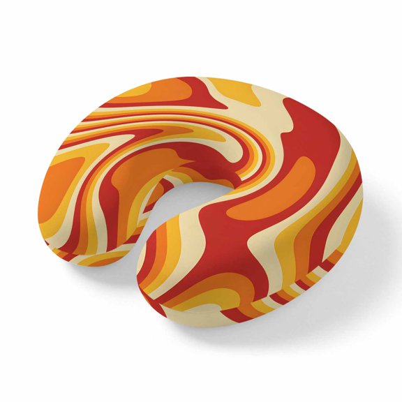 Neck Pillow Vector Psychedelic Groovy Back Travel Pillow Memory Foam U Shaped Pillows, Colorful Modern Abstract Liquid Art Travel Neck Pillows for Airplane Car Office Home Sleeping Rest