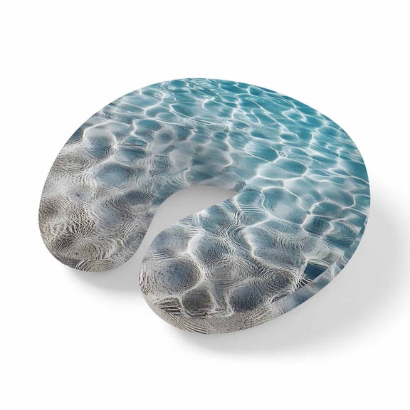 Neck Pillow Water Ripple Seaside Beach Travel Pillow Memory Foam U Shaped Pillows, Summer Ocean Theme Travel Neck Pillows for Airplane Car Office Home Sleeping Rest