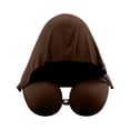 thumbnail image 1 of Neck Pillow with Hood Memory Foam Single Pack Brown U Shaped Portable Support for Travel Airplane Car, 1 of 6