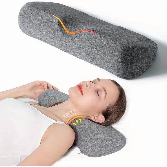 Neck Pillows for Pain Relief Sleeping, Memory Foam Neck Bolster Support Pillow and Shoulder Relaxer for Stiff Pain Relief, Neck Support Pillow Bed Neck Roll Pillow(Dark Gray)
