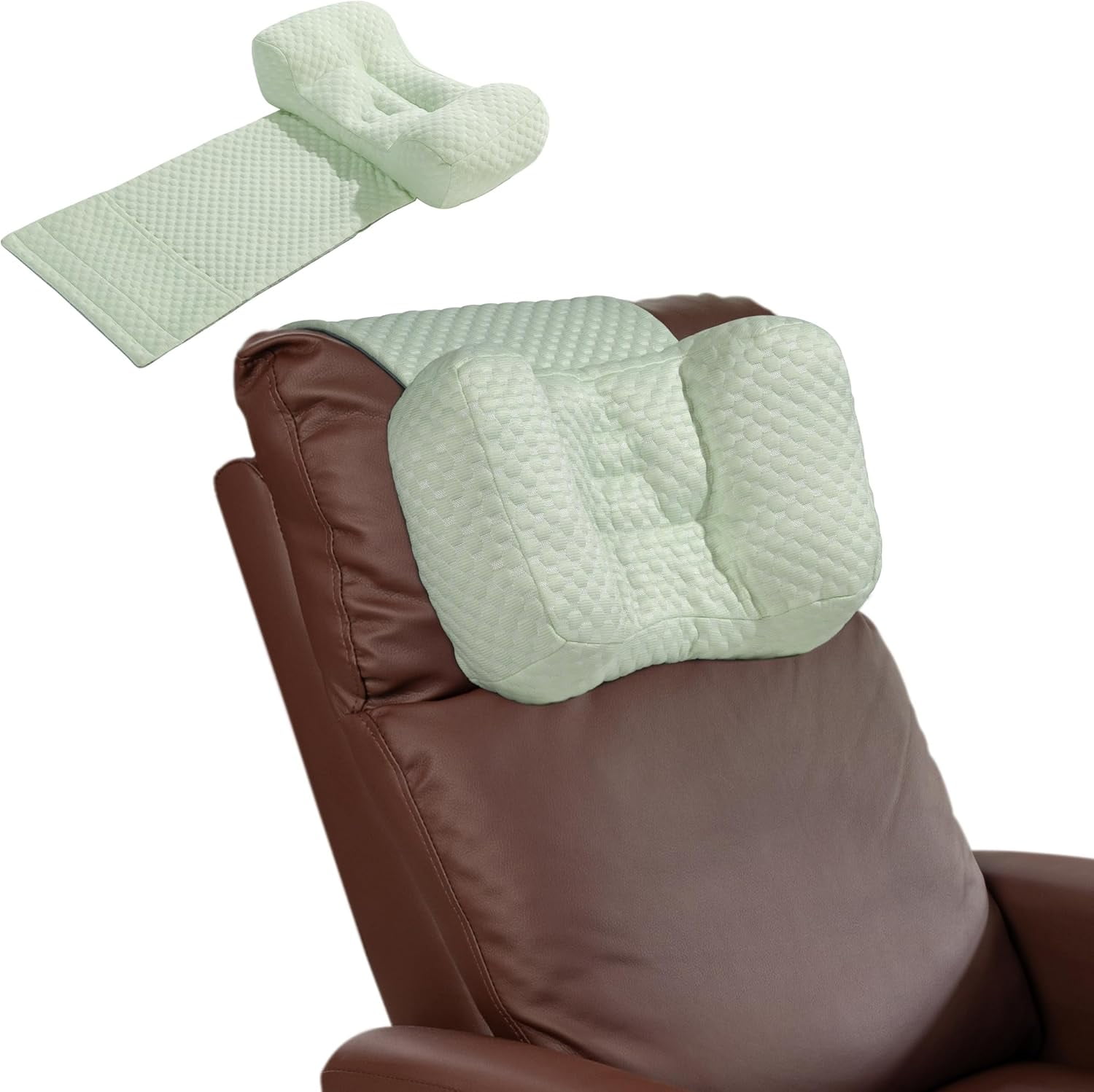 Neck Pillows for Recliners with Pocket,Headrest Cushion for Neck Pain Relief and Cervical Support,Recliner Head Pillow for Side Sleeping at Home, Office or Traveling（Green）