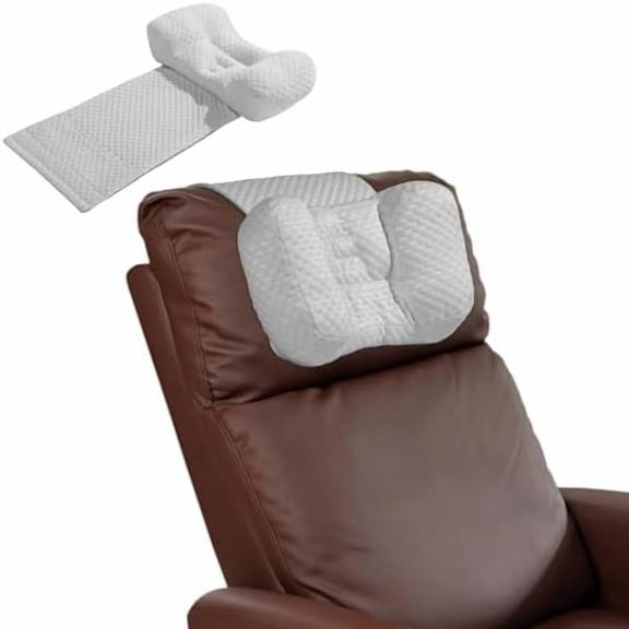 Neck Pillows for Recliners with Pocket,Headrest Cushion for Neck Pain Relief and Cervical Support,Recliner Head Pillow for Side Sleeping at Home, Office or Traveling (Grey & White)