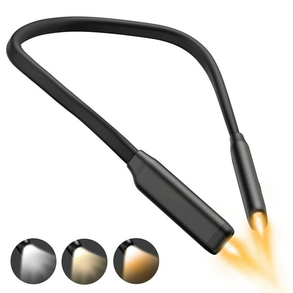 Capion Book Light, 3-Color & 6-Brightness Reading Light, Bendable Neck Light, 80-hr Lasting Rechargeable Book Light, Perfect Reading Lights for Books in Bed, Knitting, Repairing, Book Lovers Gifts