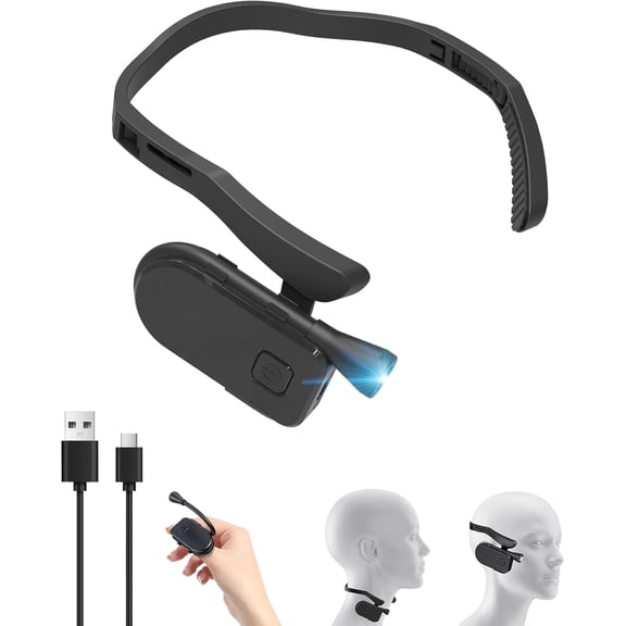 Neck Reading Light, Rechargeable Book Light, Portable Book Light with 3 Color Modes & Stepless Dimming for Reading at Night, Hands-Free, USB-C Charging, Gifts for Book Lovers, Black