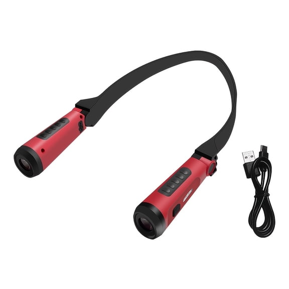 Neck Reading Light with Rechargeable LED, Adjustable Hands-Free Book Lamp, Red for Travel