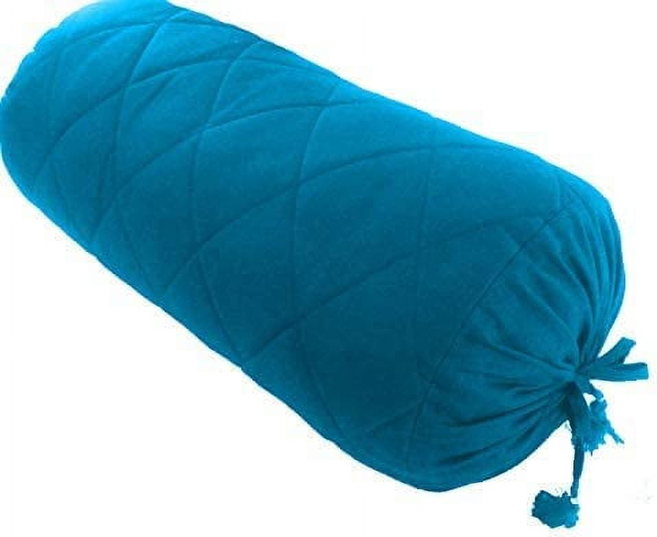 SAFFRON HANDICRAFTS 2-Pack Cotton Neck Roll Pillow Covers - Drawstring Closure, 6" X 16", Teal Blue